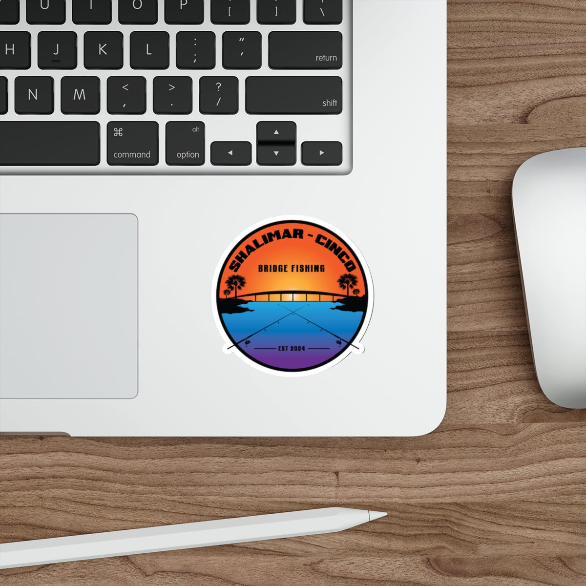 Shalimar Cinco Bridge Fishing Die-Cut Sticker/Decal