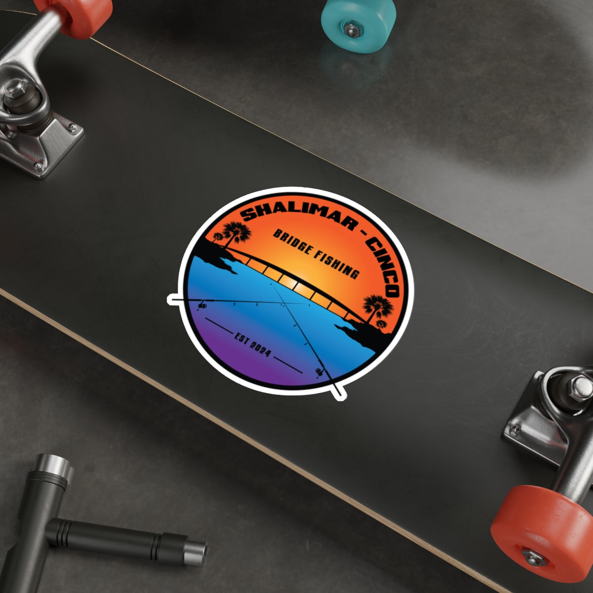 Shalimar Cinco Bridge Fishing Die-Cut Sticker/Decal