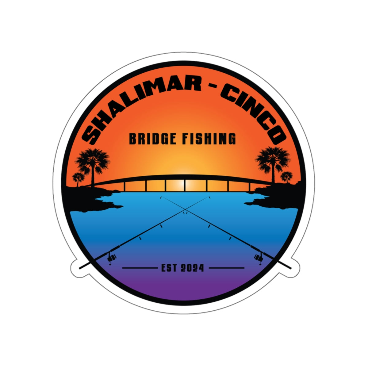Shalimar Cinco Bridge Fishing Die-Cut Sticker/Decal