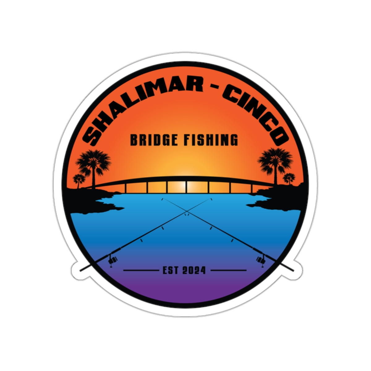 Shalimar Cinco Bridge Fishing Die-Cut Sticker/Decal