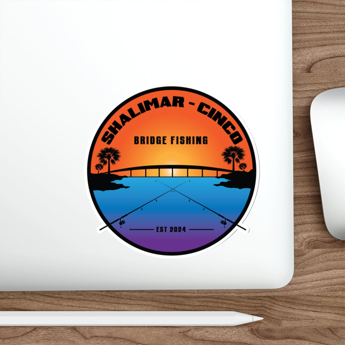 Shalimar Cinco Bridge Fishing Die-Cut Sticker/Decal