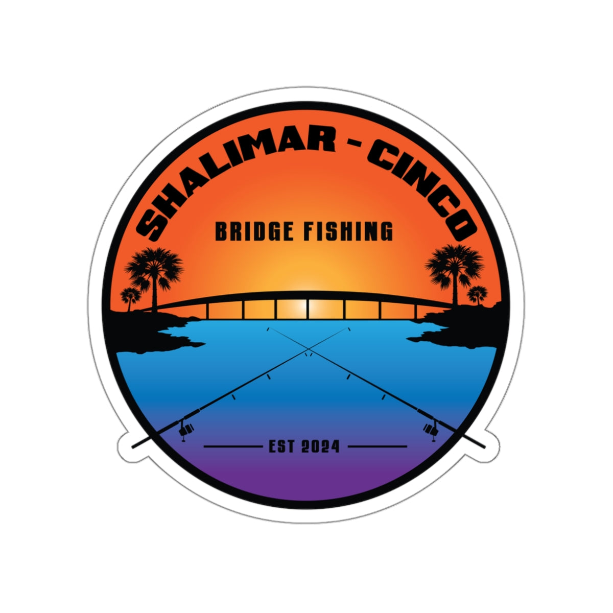 Shalimar Cinco Bridge Fishing Die-Cut Sticker/Decal