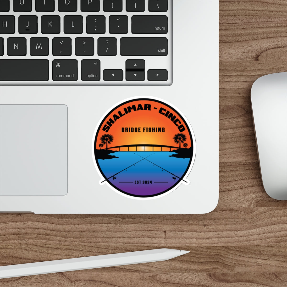 Shalimar Cinco Bridge Fishing Die-Cut Sticker/Decal