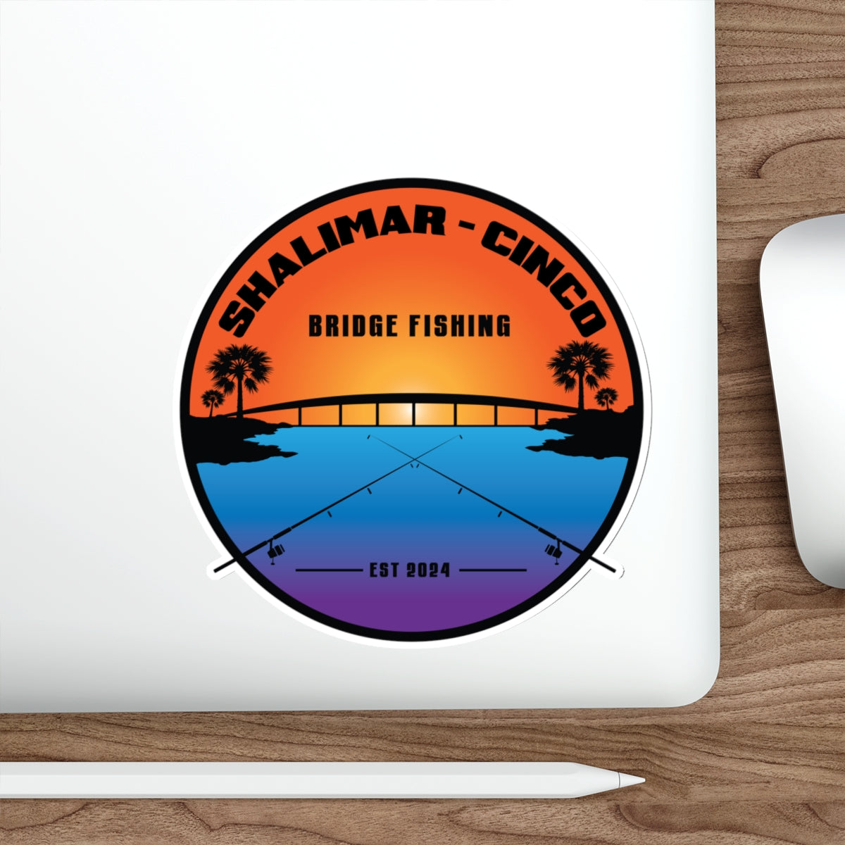 Shalimar Cinco Bridge Fishing Die-Cut Sticker/Decal